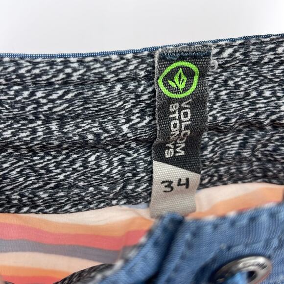 Volcom Stoneys striped unlined surf beach swim board shorts sz 34 - Picture 5 of 6
